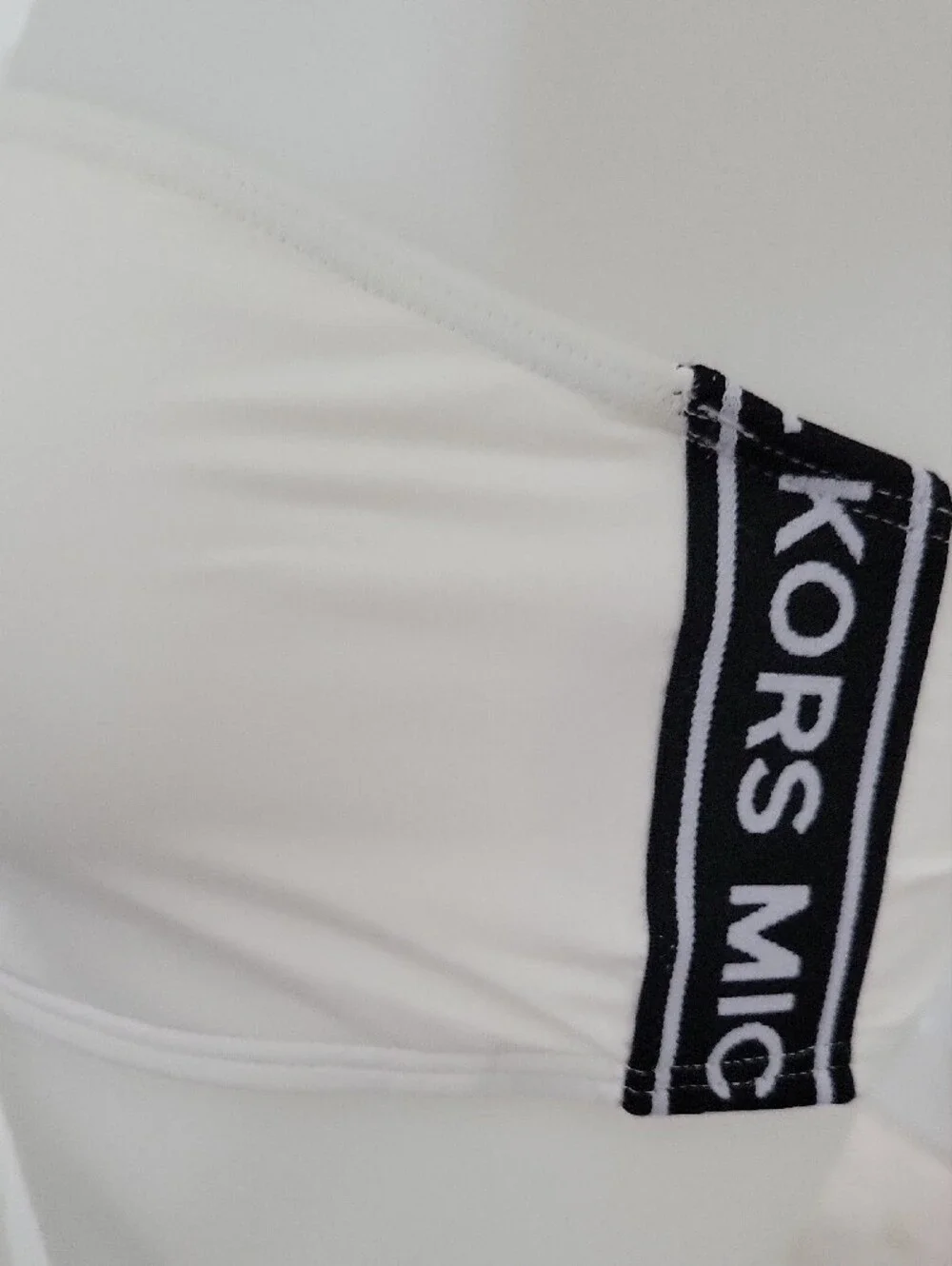 MK Michael Kors Bikini Top M White & Black One Shoulder Adjustable Strap Sporty